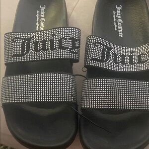 Juicy Couture Black Rhinestone Slides